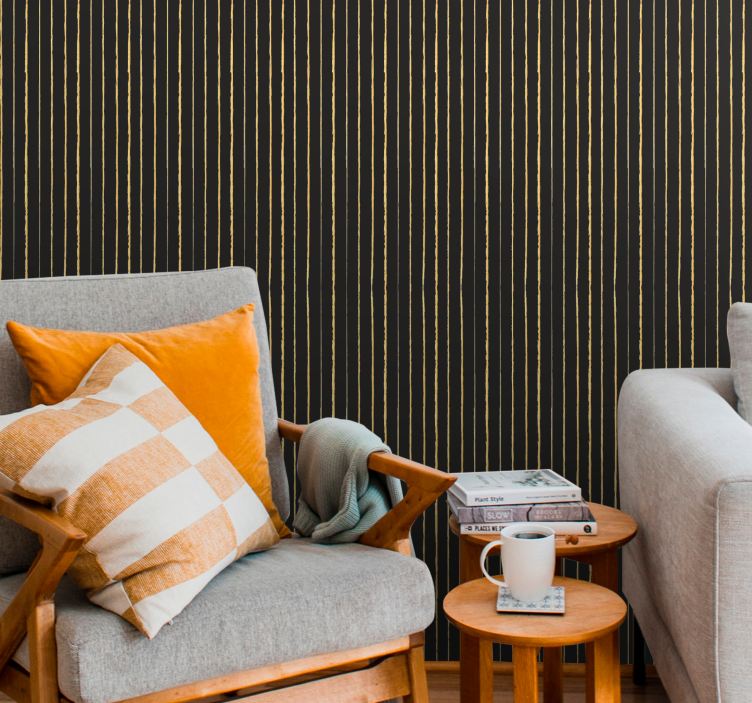 Glamour grey and golden stripes wallpaper - TenStickers