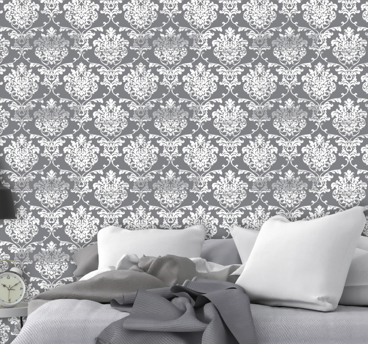 glamour grey flowers Abstract Wallpaper - TenStickers