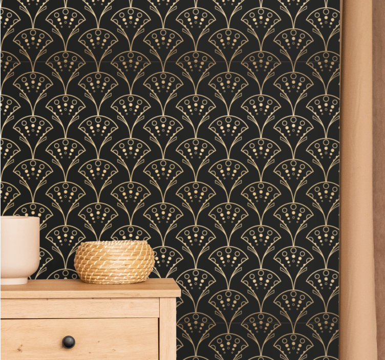 Gold and black art decor Home Office Wallpaper - TenStickers
