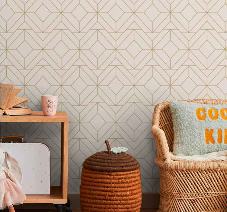 Golden rustic lines geometric pattern wallpaper - TenStickers