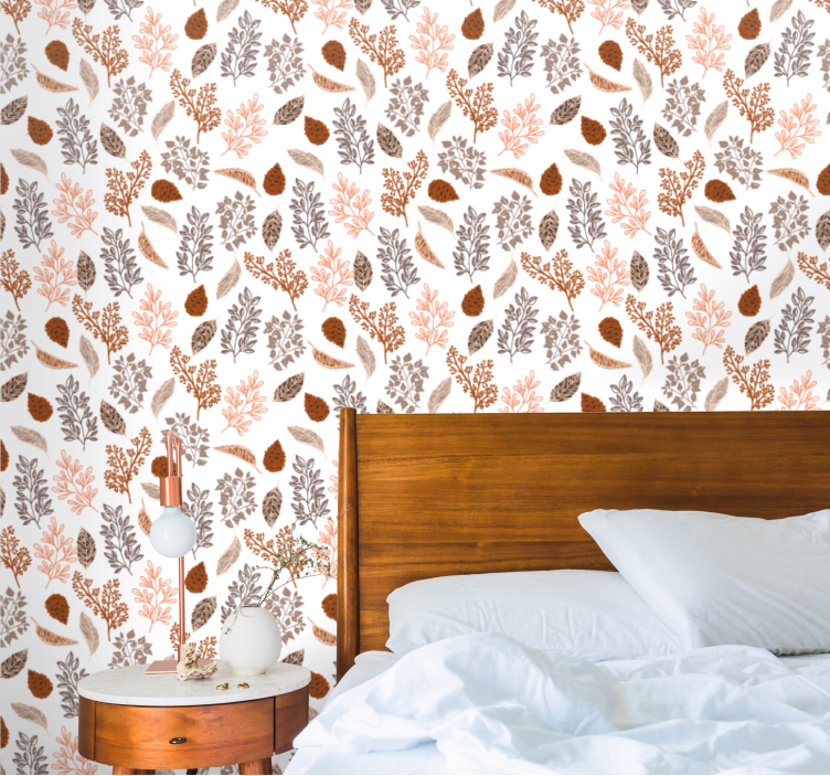 Golden thin twigs boho pattern wallpaper - TenStickers