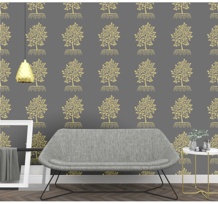 Golden trees outline Modern Wallpaper - TenStickers