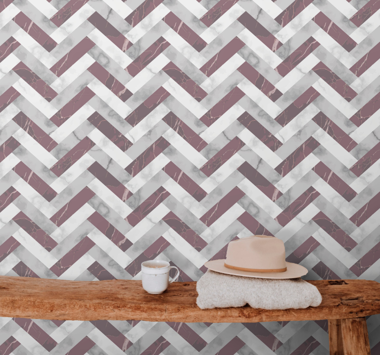Gray Chevron Pattern marble effect wallpaper - TenStickers