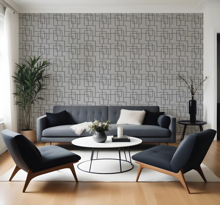 Gray geometric lines contemporary wallpaper - TenStickers