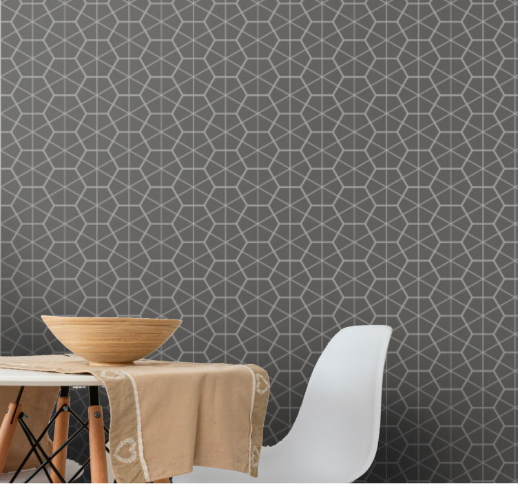 Gray hexagonal design wallpaper geometric - TenStickers