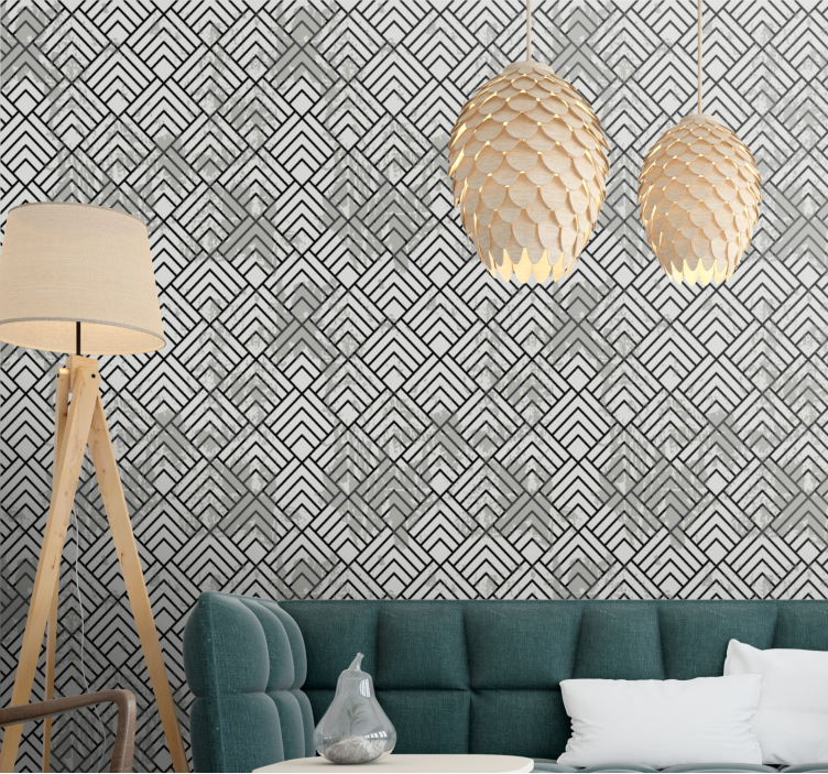 Gray linear patterns wallpaper geometric - TenStickers