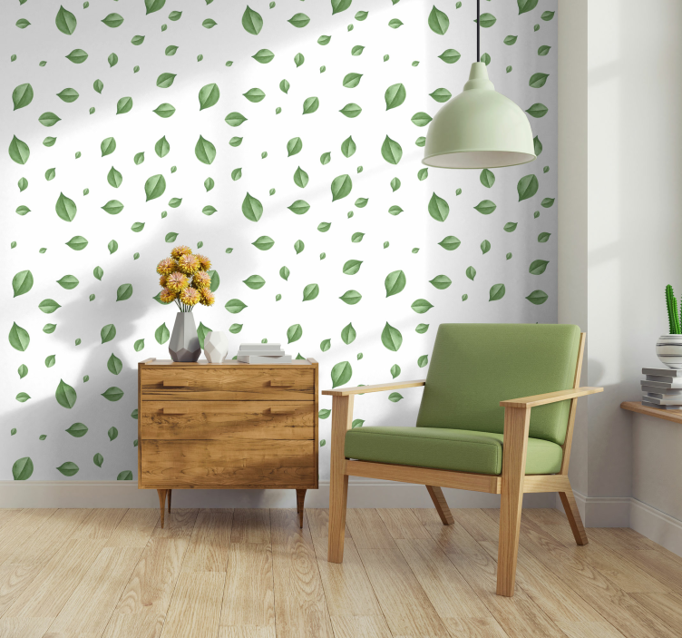 Green watercolor petals flower wallpaper - TenStickers