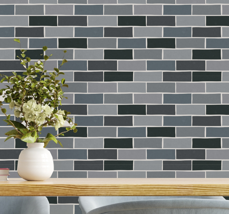 Grey brick wallpaper - TenStickers