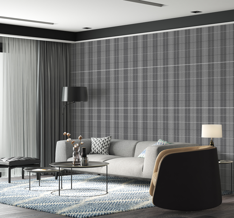 Grey Scottish pattern wallpaper squares - TenStickers