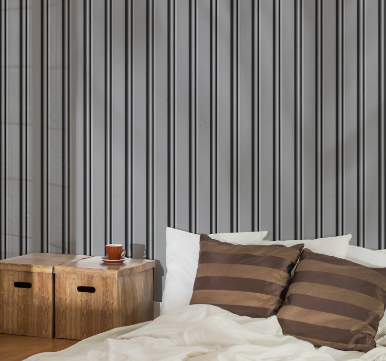 Grey wide vertical striped wallpaper - TenStickers