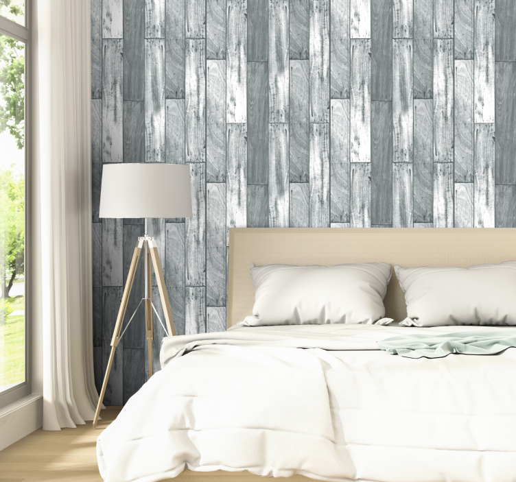 Grey Wood Textured Wallpaper - TenStickers