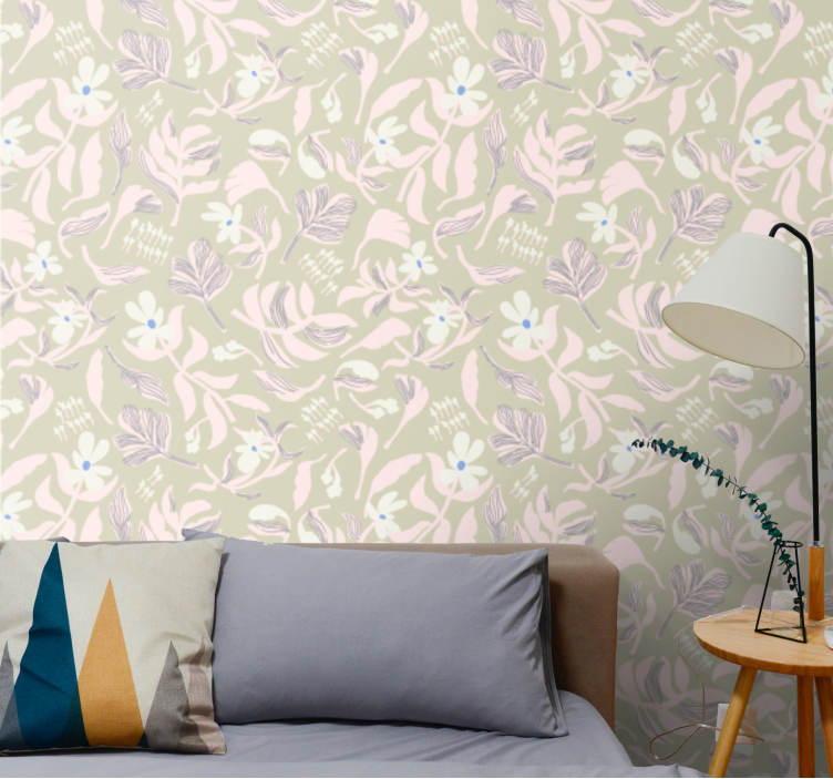 Ground colored leaves shapes leaf wallpaper - TenStickers