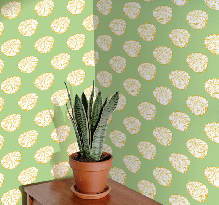 Hand Drawn Yellow Lemon Citrus Wallpaper - TenStickers