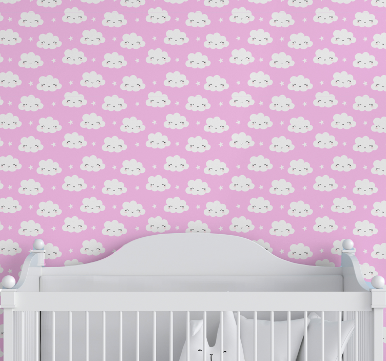 Happy Cloud Faces wallpaper childrens room - TenStickers