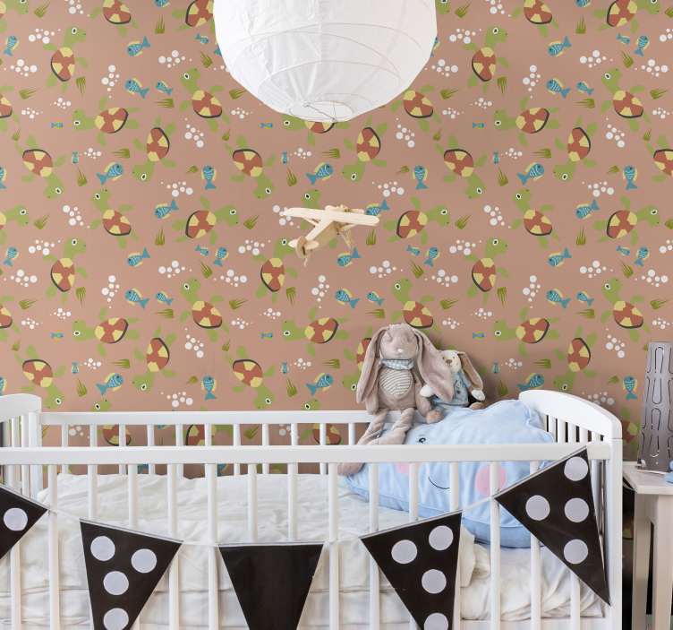 Happy turtles swimming Childrens Wallpaper - TenStickers