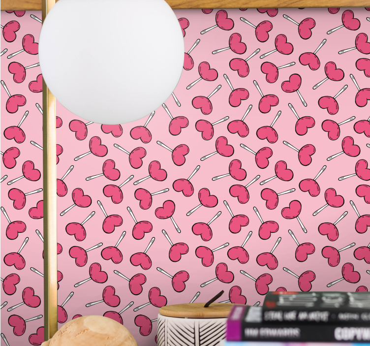 Heart Lollipop Pattern polka dots wallpaper - TenStickers