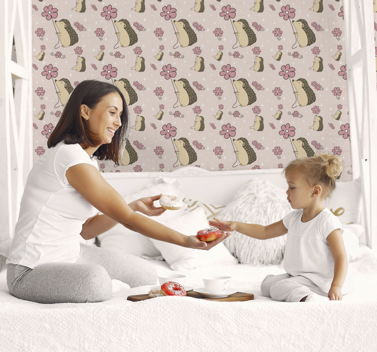 Hedgehog and flower design animals wallpaper - TenStickers