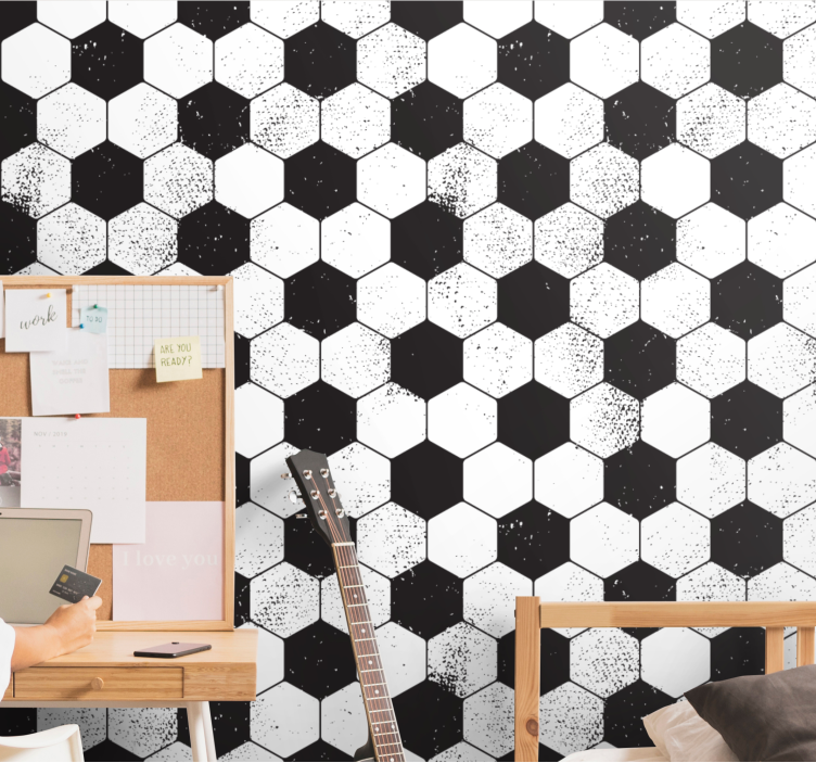 Hexagonal Shapes wallpaper geometric - TenStickers