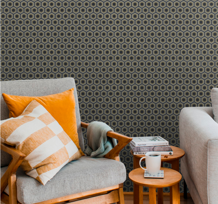 Hexagonal Texture 3 d wall paper - TenStickers