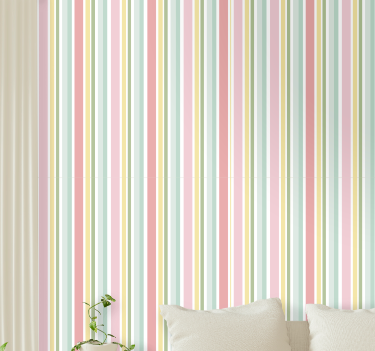 Horizontal pastel multicolor striped  wallpaper - TenStickers