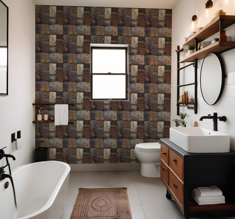 Industrial style tile effect wallpaper - TenStickers