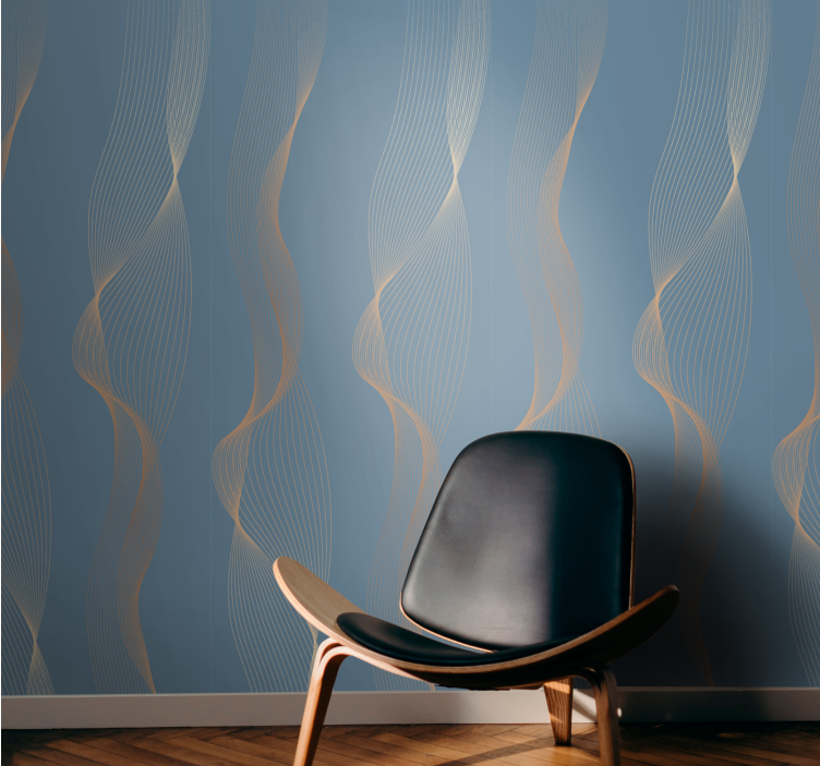 "Japandi" golden pattern Modern Wallpaper - TenStickers