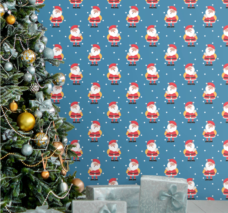 Jolly Santa Patterns holiday christmas wallpaper - TenStickers