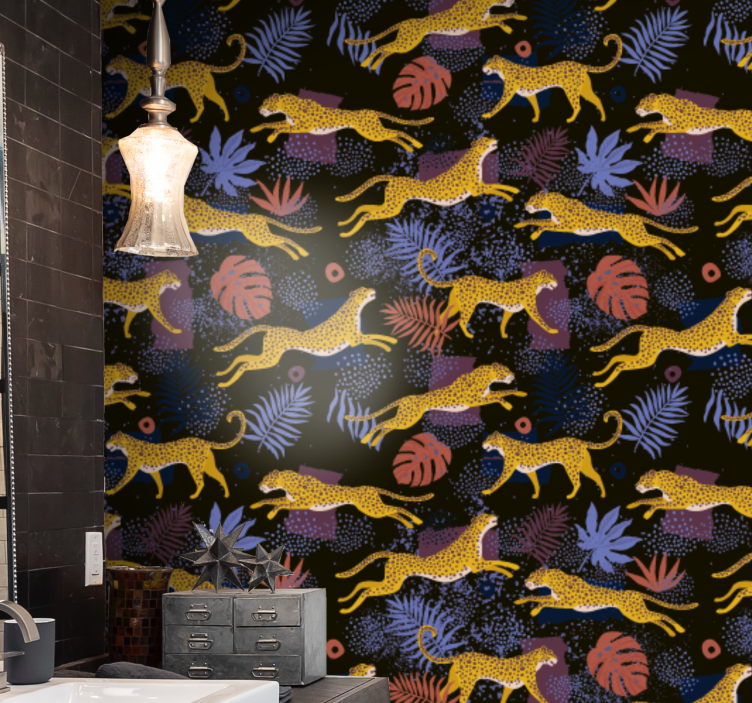 Jungle Fauna Mosaic animals wallpaper - TenStickers