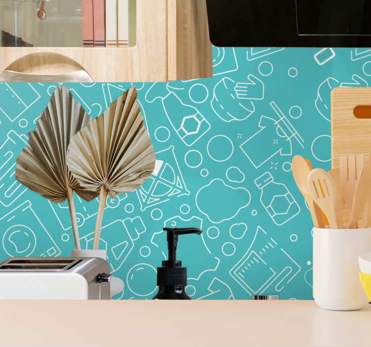 Kitchen Essentials Display contemporary wallpaper - TenStickers