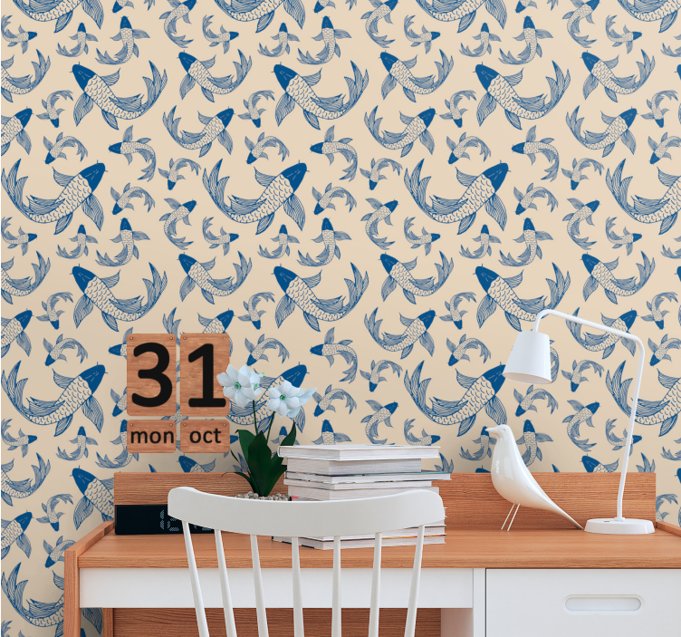 Koi Fish Pattern animals wallpaper - TenStickers