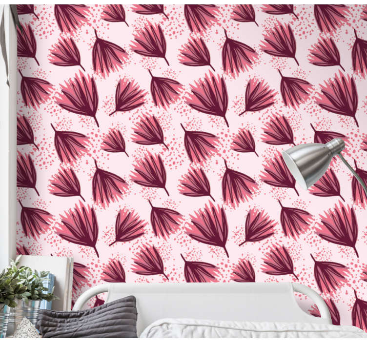 pink Pattern Motif flowers wallpaper - TenStickers