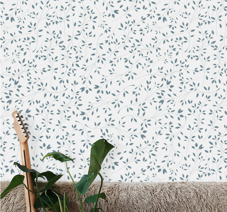 Minimalist vines pattern leaves wallpaper - TenStickers