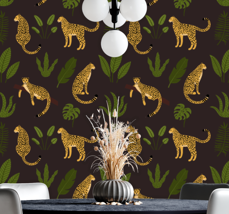 Leopard Foliage Patterns leopard print wallpaper - TenStickers
