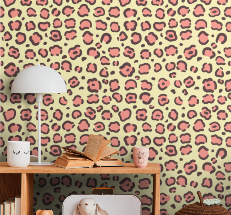 Leopard Print Motif tile effect wallpaper - TenStickers