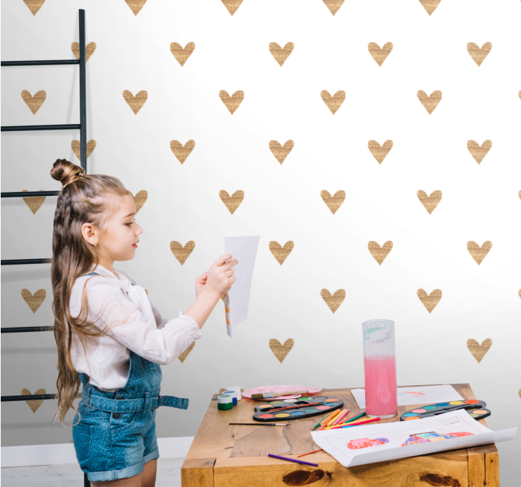 Little hearts pattern Spotty Wallpaper - TenStickers