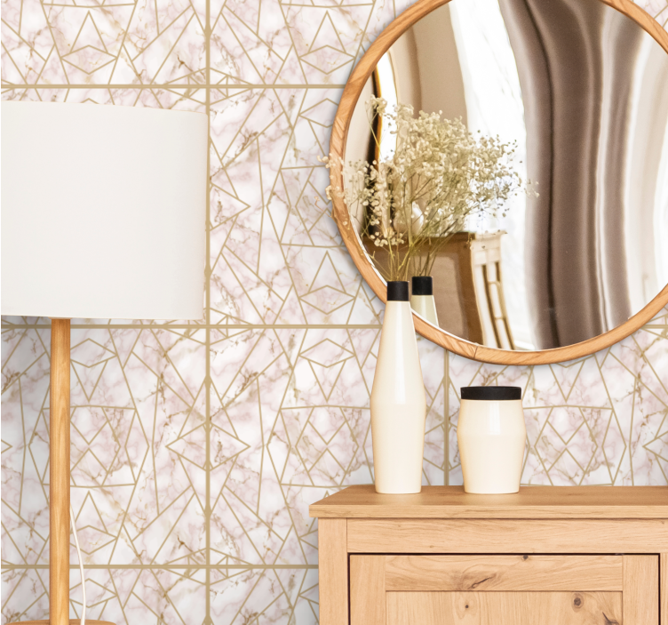 Luxury beige grid marble effect wallpaper - TenStickers