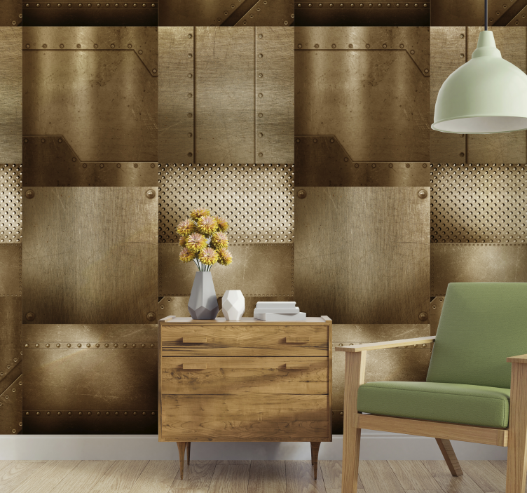 Metallic Texture Panels wallpaper industrial - TenStickers