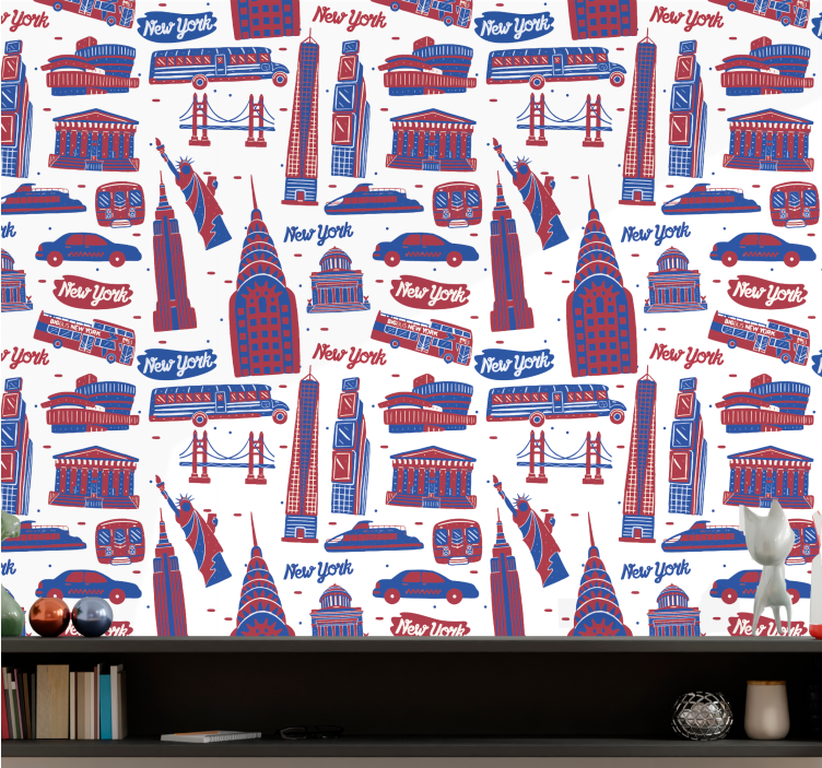 Metropolitan Icons wallpaper new york - TenStickers