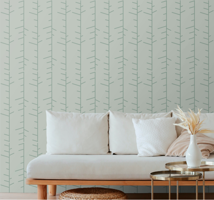Minimalist green pattern leaves wallpaper - TenStickers
