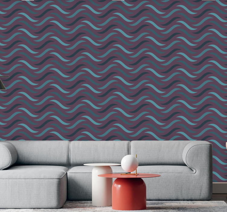 Modern blue waves striped wallpaper - TenStickers