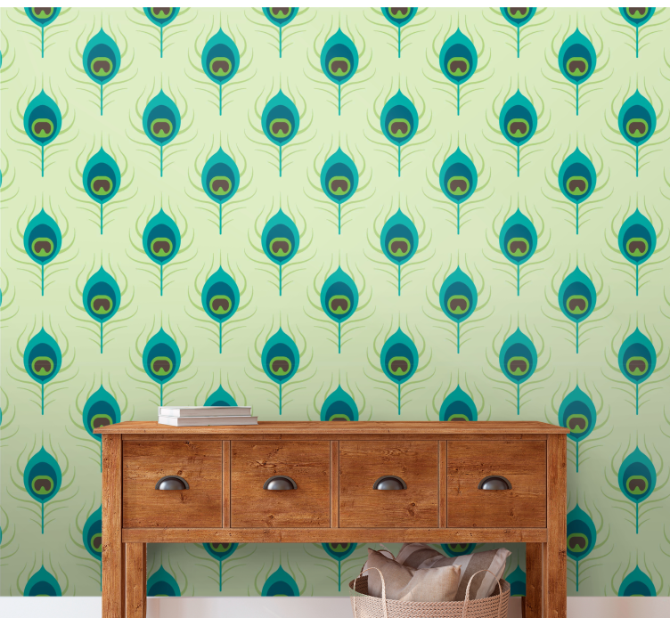 Modern peacock feather Ornamental wallpaper - TenStickers