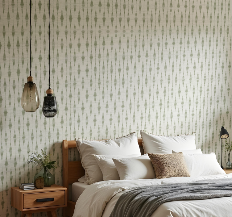 moss green rabaul ikat geometric wallpaper - TenStickers