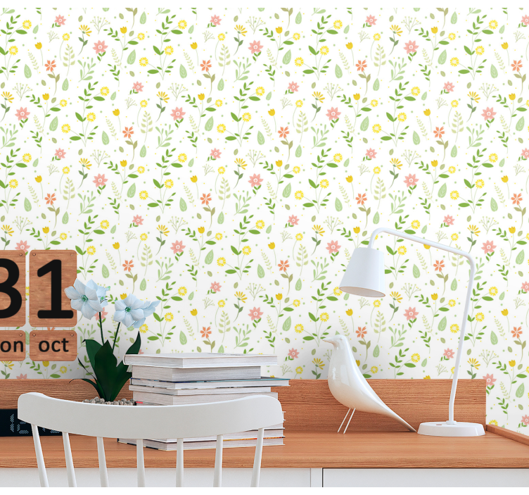 Multicolor design floral wallpaper - TenStickers