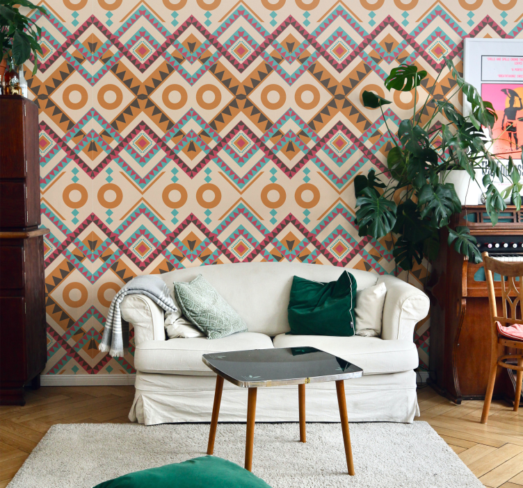 Multicolored diamonds pattern wallpaper - TenStickers