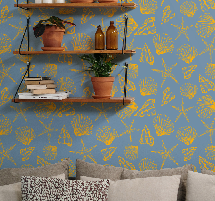 Nautical shell patterns custom wallpaper - TenStickers