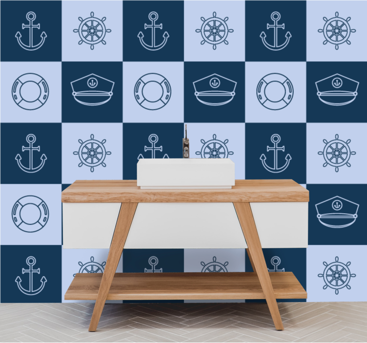 Nautical Tile Pattern tile effect wallpaper - TenStickers