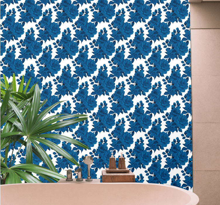 "New Nostalgia" blue rose flowers blind - TenStickers