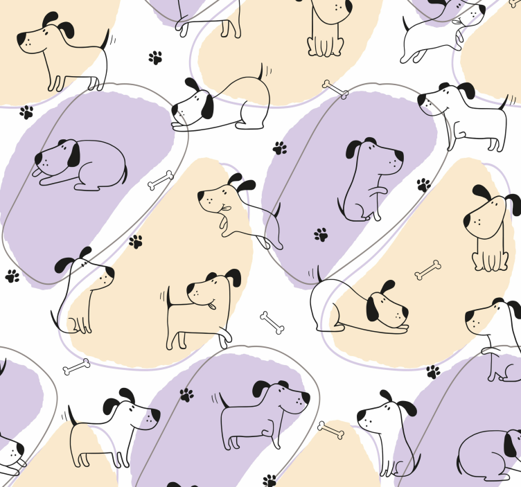 nordic dog pattern dogs wallpaper - TenStickers