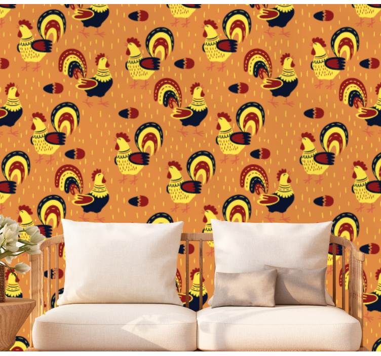 Original rooster shade colors wallpaper - TenStickers