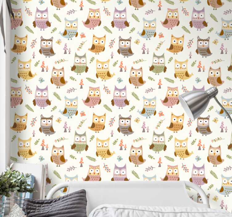 Owl Pattern animals wallpaper - TenStickers
